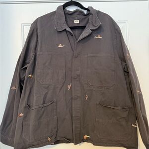 Men's Charcoal Jacket with Embroidered Accents